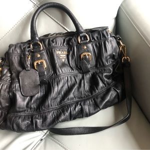 Leather black slouch Prada purse - authentic